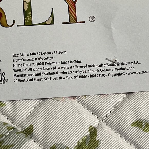 Waverly Quilted Table Runner Towel Set Pink Hydrangea Reversible Striped Country - Picture 6 of 11